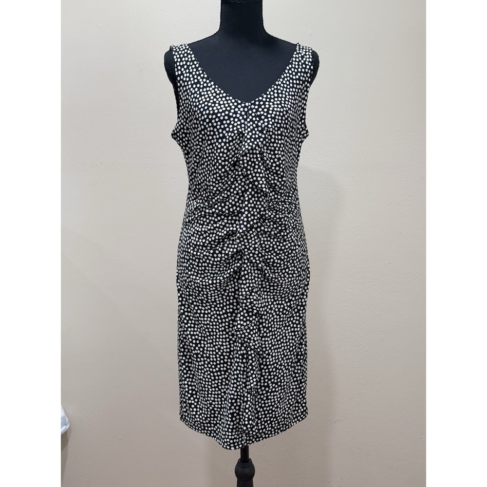 Women's Polka Dot Dress Sleeveless V-Neck Lightweight Summer Casual Size 10